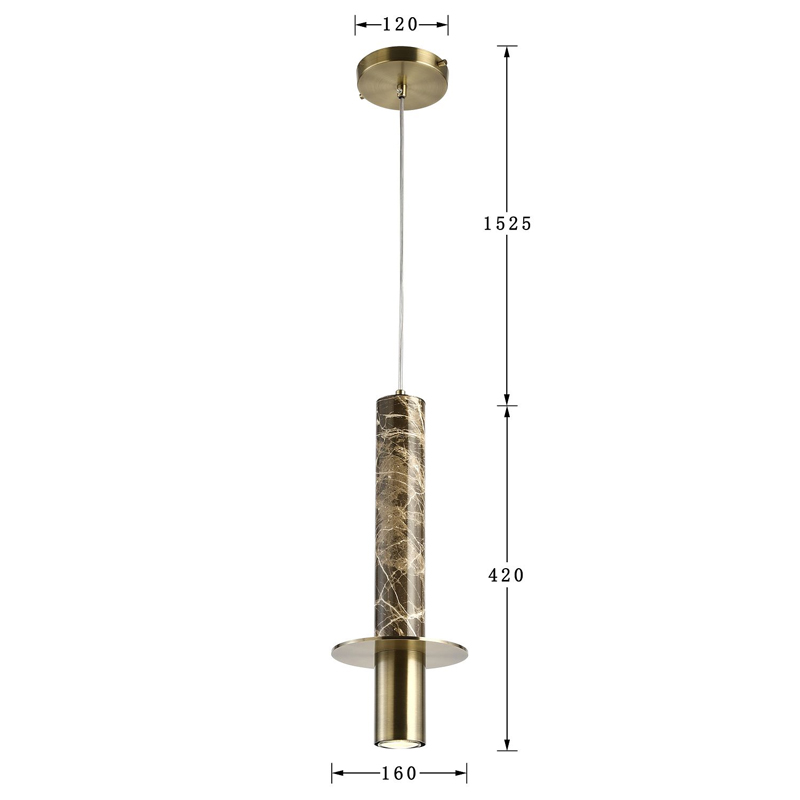 Подвесной светильник с декором под коричневый мрамор Shaw Marble Brass в Омске