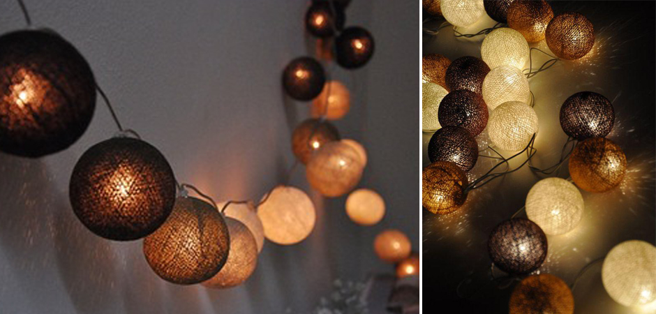 Гирлянда хлопковые фонарики Сotton Ball Brown - Loft-Concept в Омске