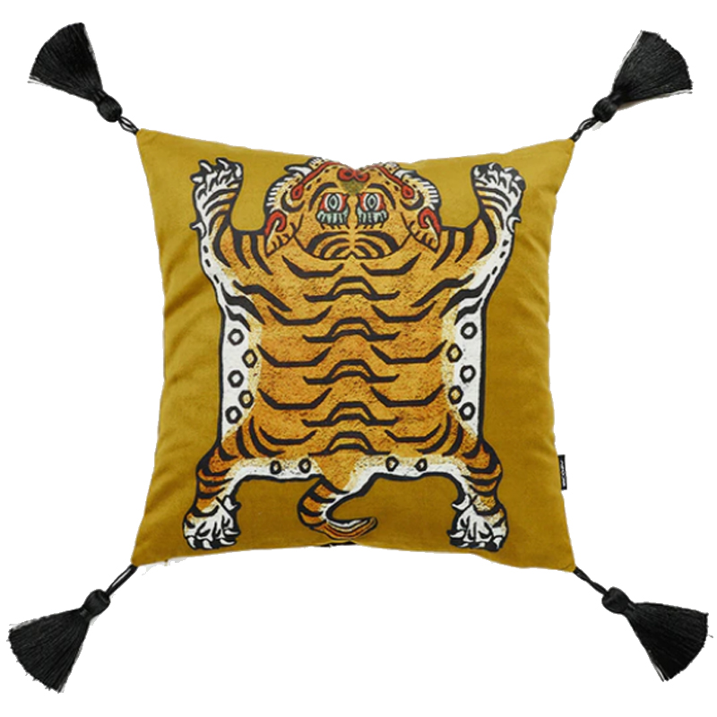 Бежевая Подушка Тибетский Тигр TIBETAN TIGER Бежевый в Омске | Loft Concept 