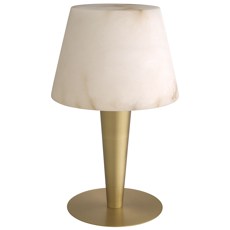 Настольная лампа Eichholtz Table Lamp Scarlette Бежевый Белый Мрамор Bianco Латунь в Омске | Loft Concept 