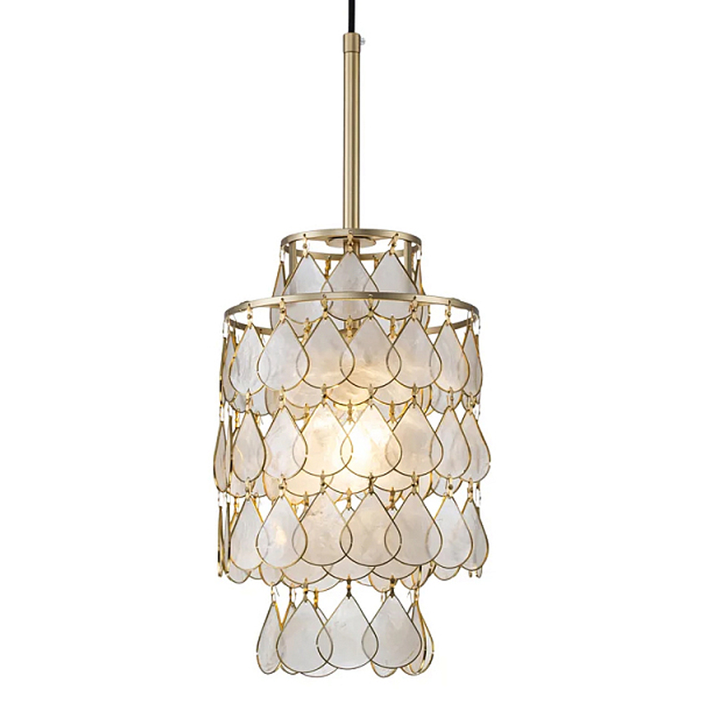 Подвесной светильник с декором из натуральной морской ракушки Iridescent Light Золотой Перламутровый в Омске | Loft Concept 