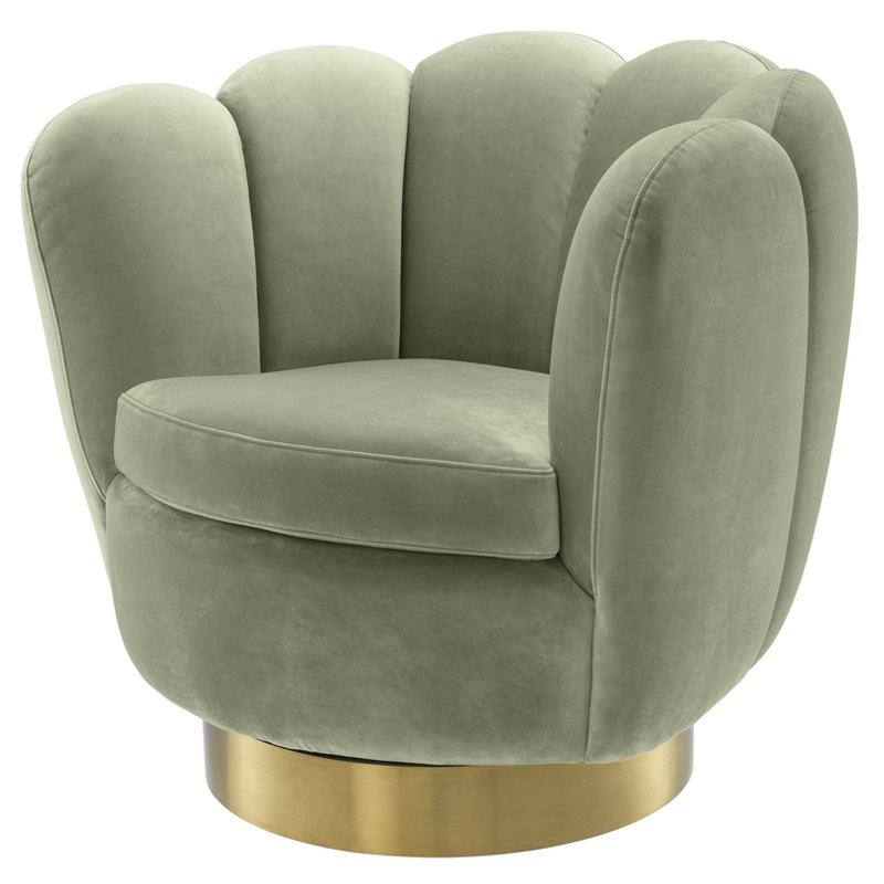 Кресло Eichholtz Swivel Chair Mirage pistache green Зеленый шалфей Матовая латунь в Омске | Loft Concept 