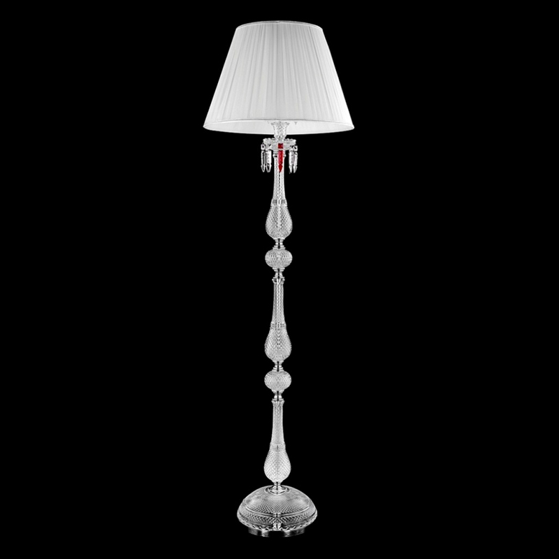 Торшер с белым текстильным абажуром и хрустальными подвесками Lustre Reverie Хром Прозрачное Стекло Белый Торшер с белым текстильным абажуром и хрустальными подвесками Lustre Reverie Хром Прозрачное Стекло Белый в Омске | Loft Concept