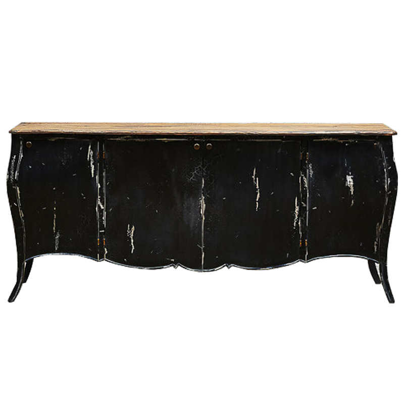 Комод длинный в стиле прованс Black Vintage Commode Черный Коричневый Винтажный черный в Омске | Loft Concept 