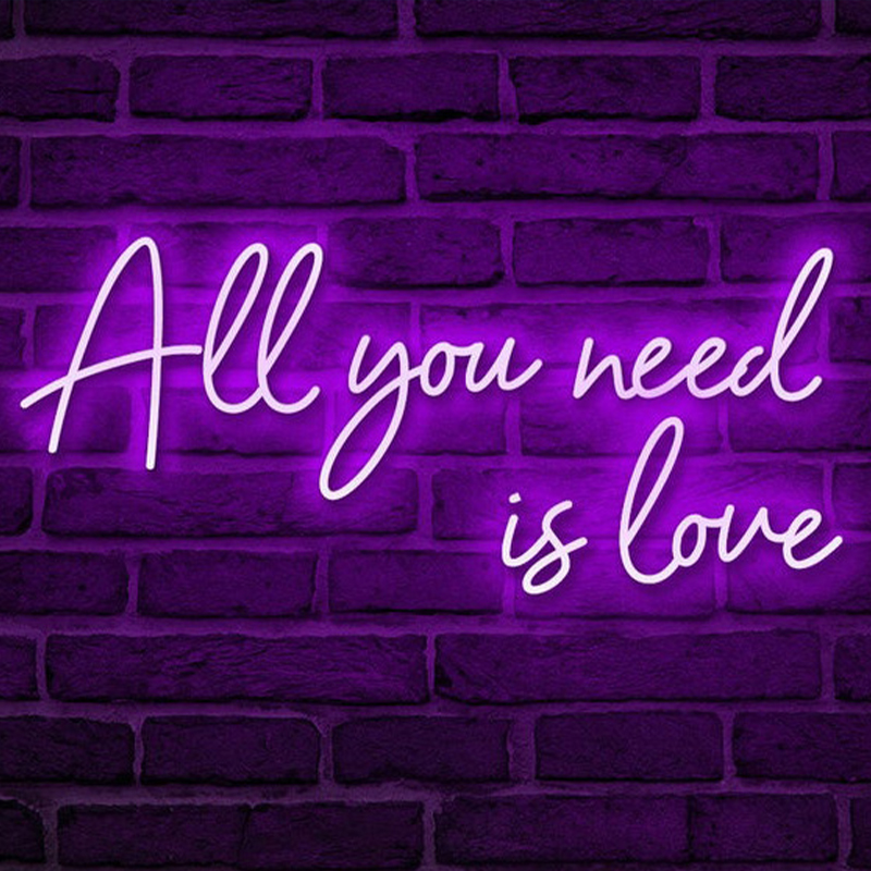 Неоновая настенная лампа All You Need is Love Neon Wall Lamp Фиолетовый Прозрачный Фиолетовый Неоновая настенная лампа All You Need is Love Neon Wall Lamp Фиолетовый Прозрачный Фиолетовый в Омске | Loft Concept