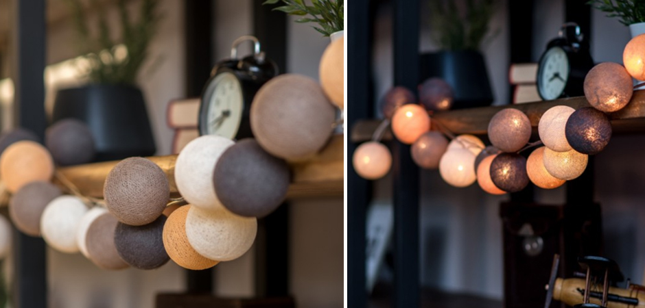 Гирлянда хлопковые фонарики Сotton Ball Clay - Loft-Concept в Омске