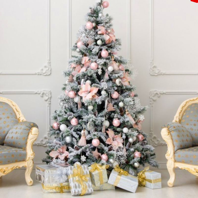 Ель Дизайнерская Розовый декор Christmas Tree Black Pink Fowers Розовый Белый Зеленый в Омске | Loft Concept 