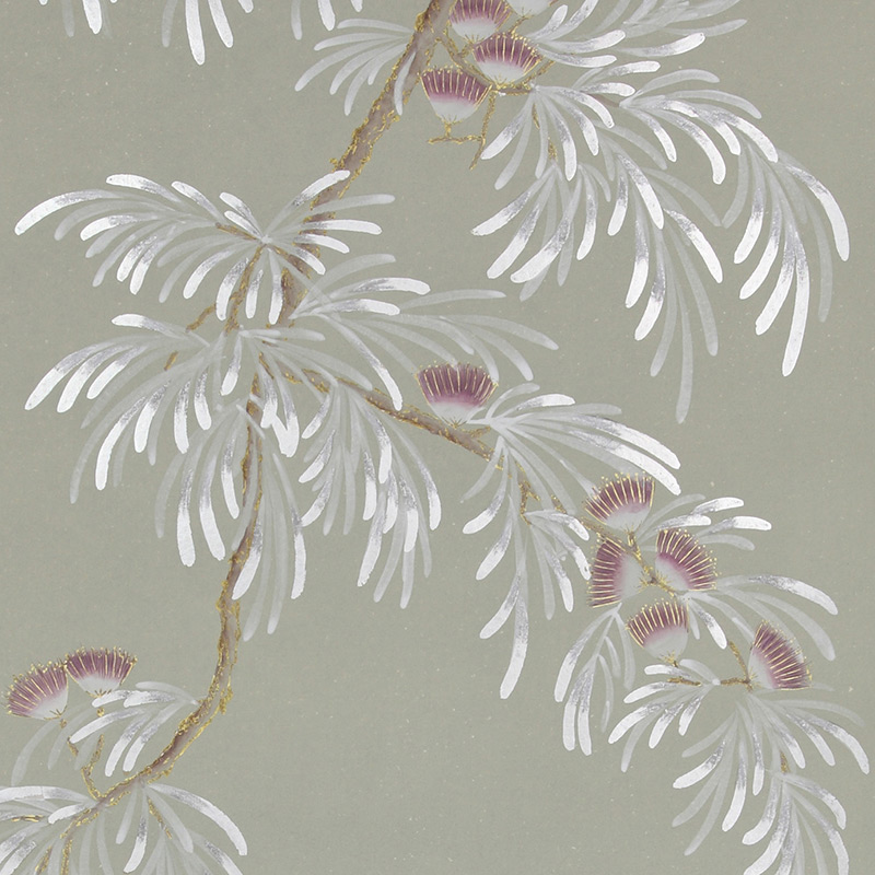 Обои ручная роспись Silk Tree Special Colourway on grey painted Xuan paper  в Омске | Loft Concept 