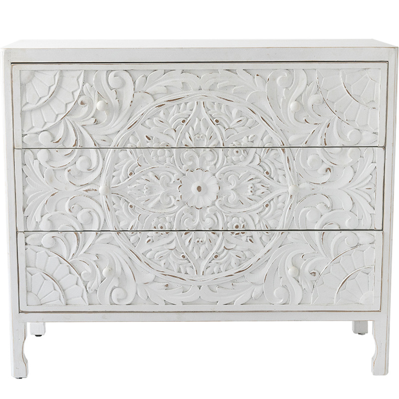 Комод с резным декорированным фасадом Matsi Provence Chest of Drawers Белый Белый в Омске | Loft Concept 