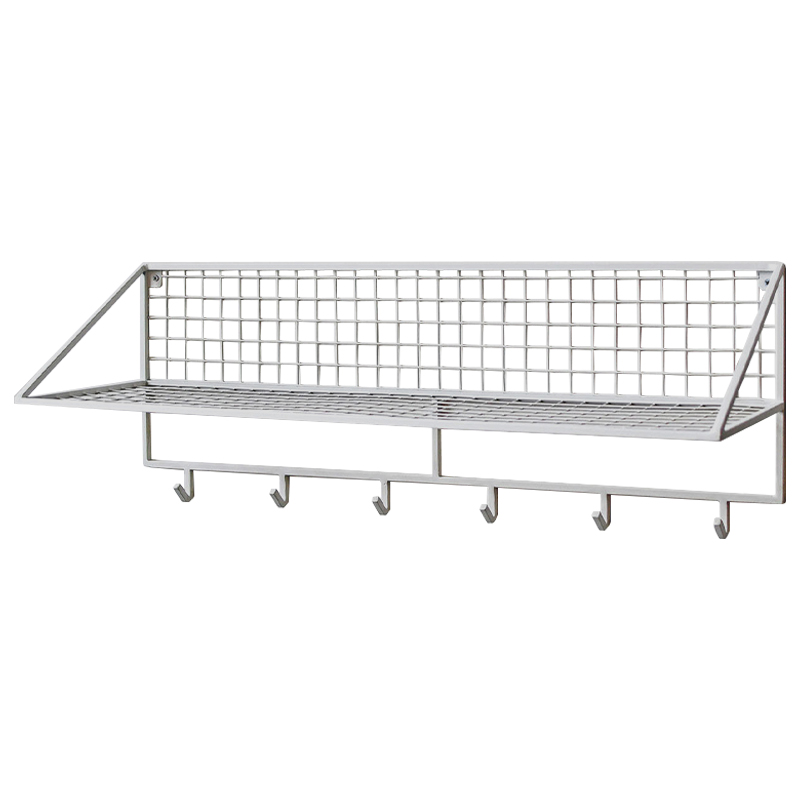 Вешалка с полкой Rhian Industrial Metal Rust Shelf White Белый в Омске | Loft Concept 