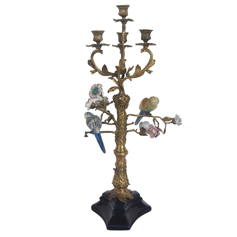 Подсвечник Parrots on a Bronze Tree Candlestick Бронза Мульти в Омске | Loft Concept 