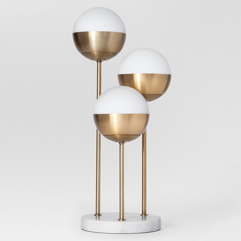 Geneva Glass Table Lamp Triple Globe Белый Латунь в Омске | Loft Concept 