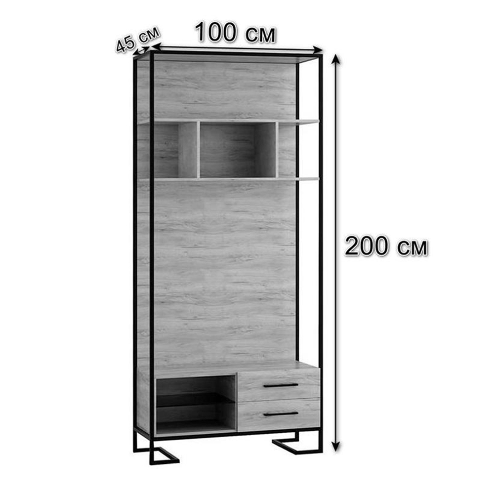 Стеллаж под TV в стиле лофт с открытыми полками и ящиками Urban Style Space в Омске