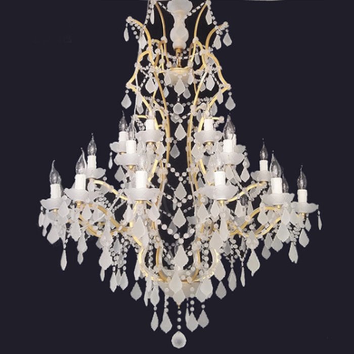 Люстра RH Rococo Iron & white matt Crystal Chandelier 25 Белый Золотой в Омске | Loft Concept 