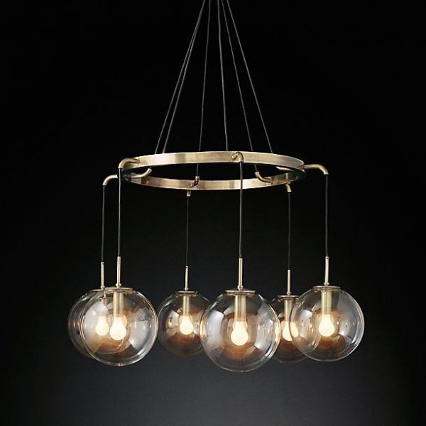 Люстра RH LANGUEDOC Round Chandelier Antique Brass Латунь в Омске | Loft Concept 