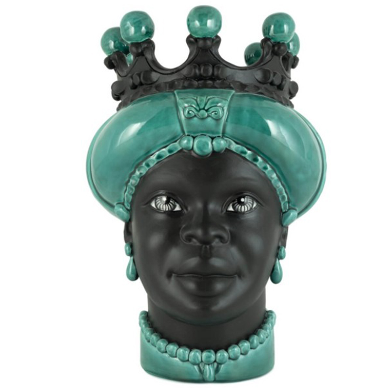 Ваза VASE MORO LADY CROWN DARK green Черный Зеленый в Омске | Loft Concept 