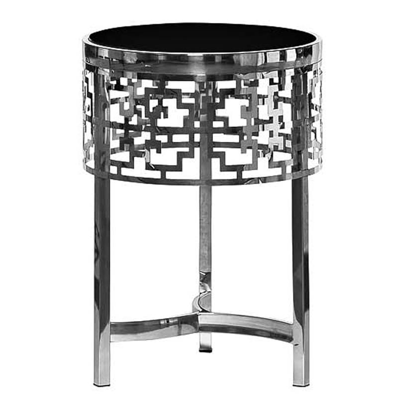 Приставной стол Yen Geometry Side Table silver 50 Серебряный в Омске | Loft Concept 