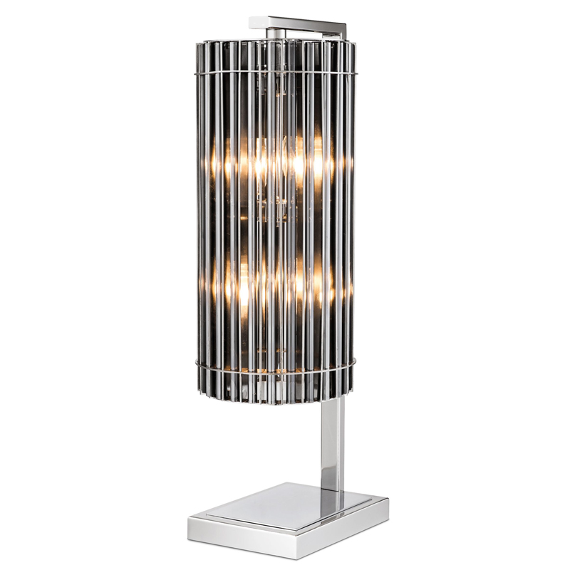 Настольная лампа Eichholtz Table Lamp Pimlico Nickel Никель Стекло Смок в Омске | Loft Concept 