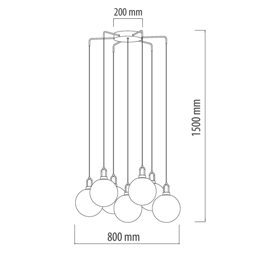Люстра с 7-ю плафонами из прозрачного стекла в форме шара Orb Cascade  в Омске