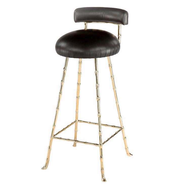 Барный стул High Upholstered Bar Stool Глянцевое золото Черный в Омске | Loft Concept 