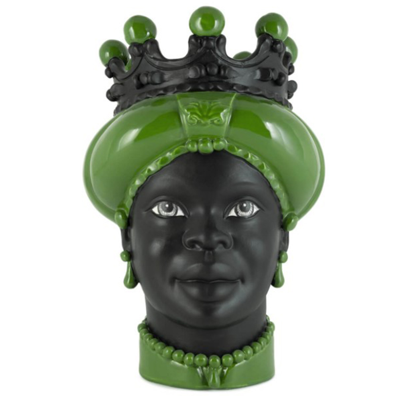 Ваза VASE MORO LADY CROWN DARK light green Черный Зеленый в Омске | Loft Concept 