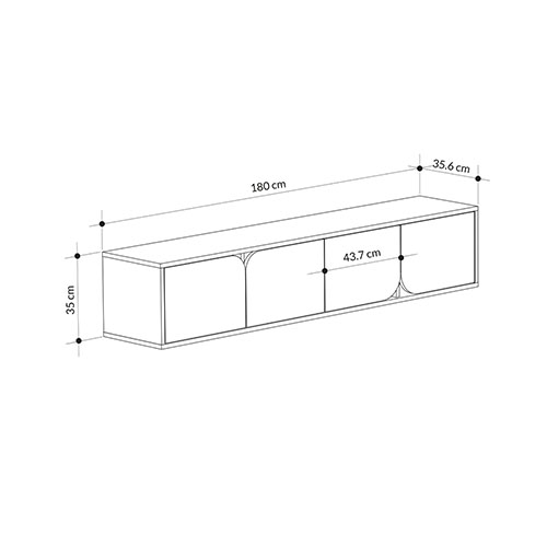 ТВ-тумба подвесная цвета древесины с 4-мя темно-серыми дверцами SPARK TV STAND OAK ANTHRACITE в Омске