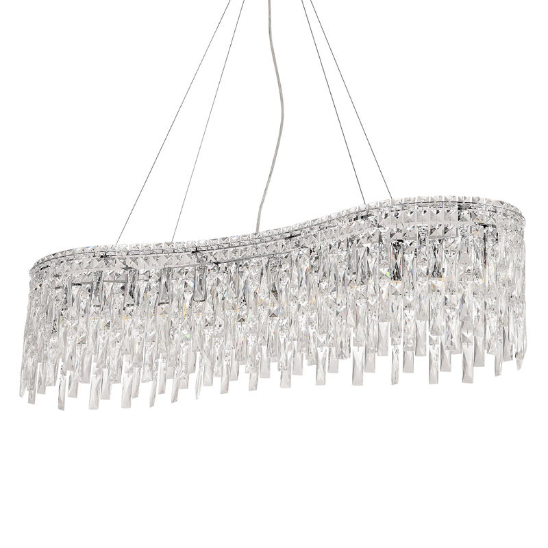 Люстра подвесная вытянутой формы с хрустальными подвесками Ludivine Lighting Хром Прозрачный Люстра подвесная вытянутой формы с хрустальными подвесками Ludivine Lighting Хром Прозрачный в Омске | Loft Concept