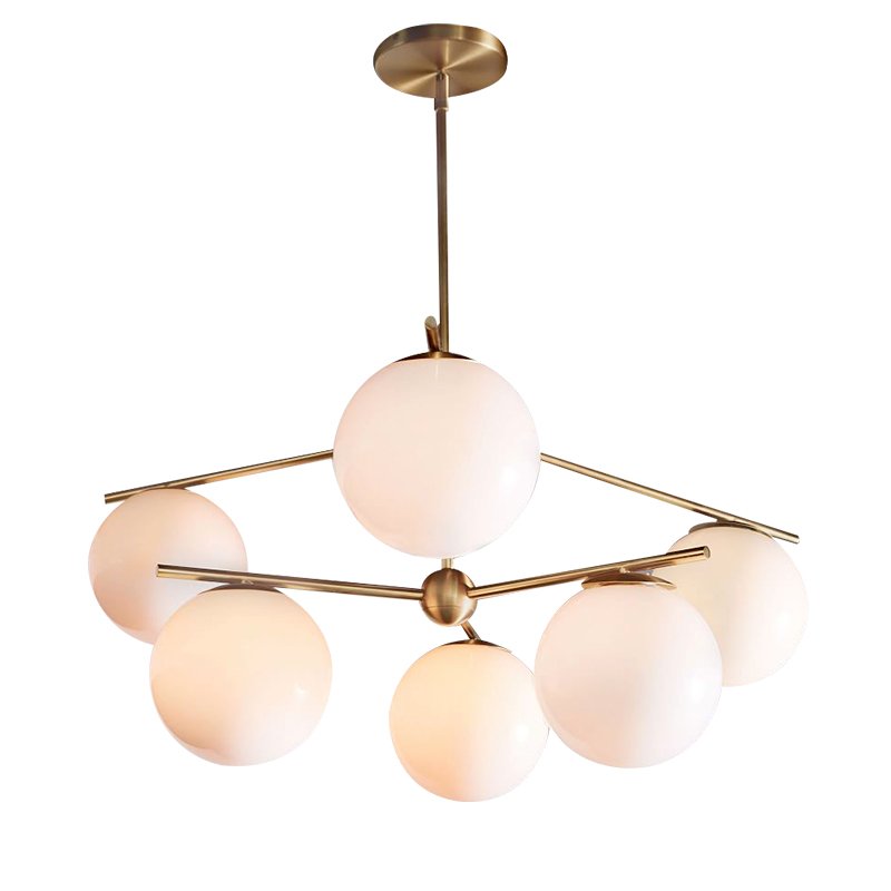 Люстра Sphere Stem 6-Light Chandelier Bronze Латунь Белый в Омске | Loft Concept 