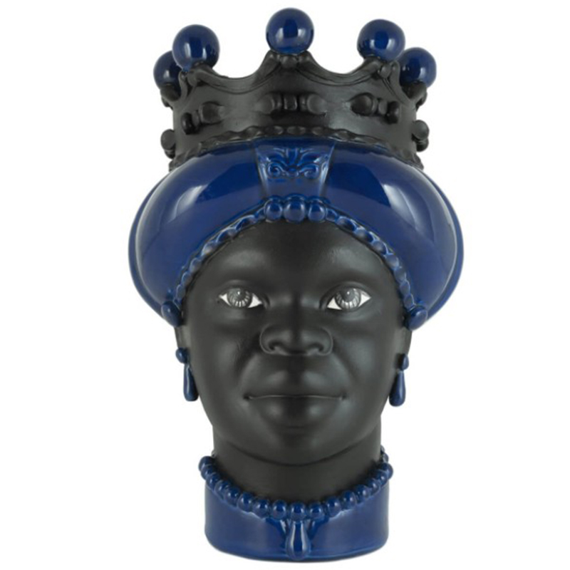 Ваза VASE MORO LADY CROWN DARK blue Черный Синий в Омске | Loft Concept 