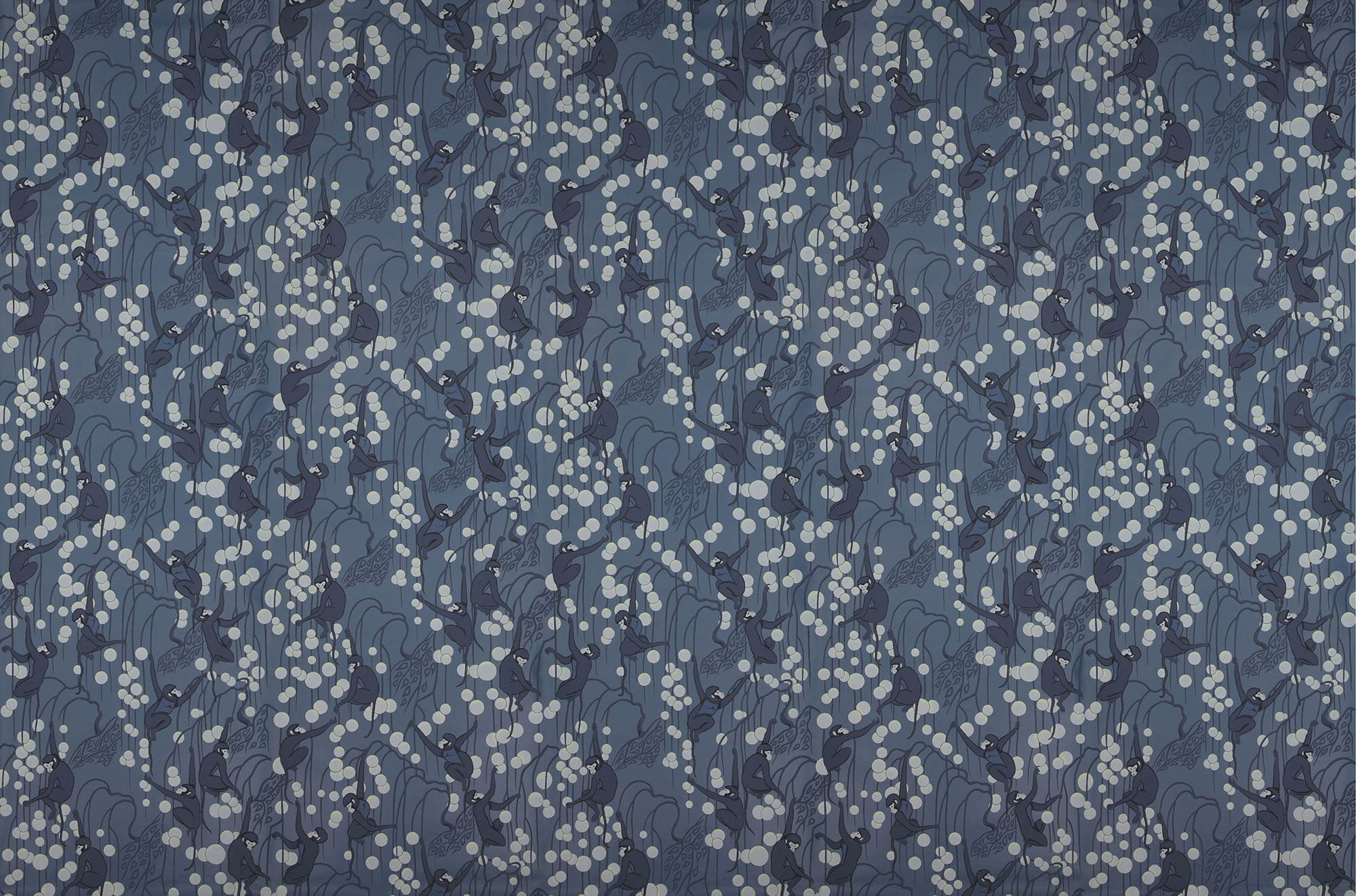 Обои ручная роспись Deco Monkeys Parisian Blue on dyed paper Обои ручная роспись Deco Monkeys Parisian Blue on dyed paper - постер Loft-Concept в Омске