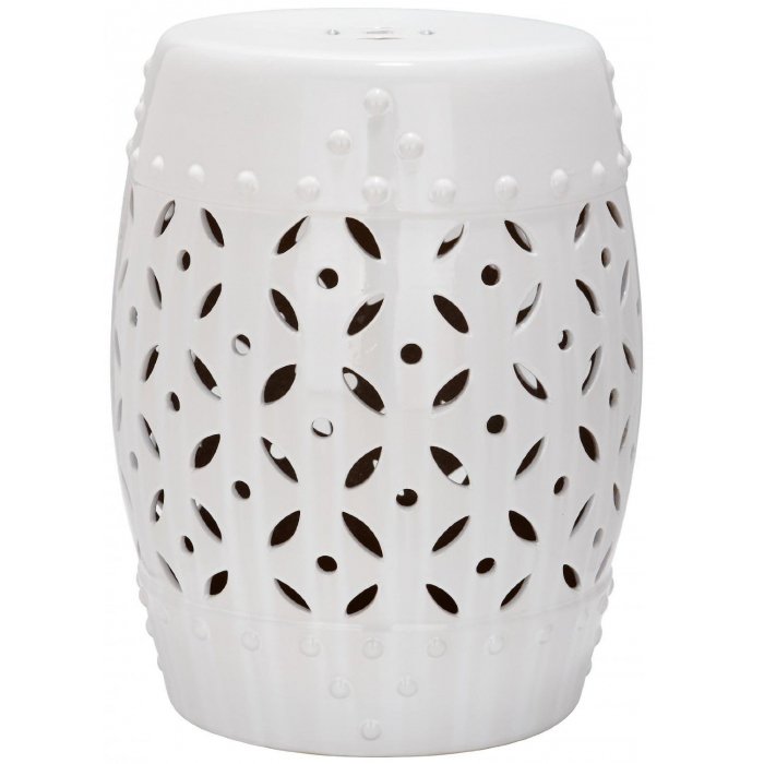 Керамический табурет Coin Lattice Garden Stool - White Белый в Омске | Loft Concept 