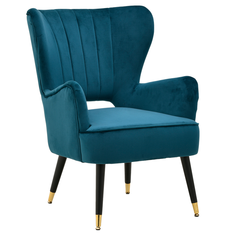 Кресло Drummond Armchairs Blue Морская синь Черный в Омске | Loft Concept 