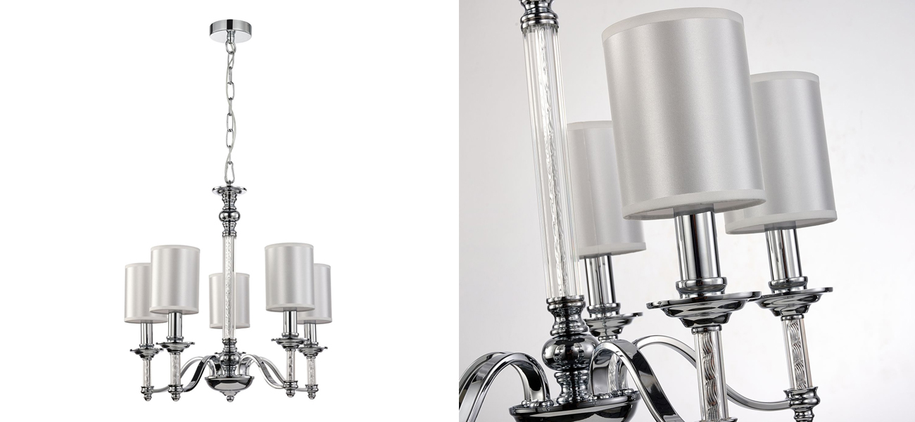 Люстра с белыми атласными плафонами Suspira 5 ламп - фото