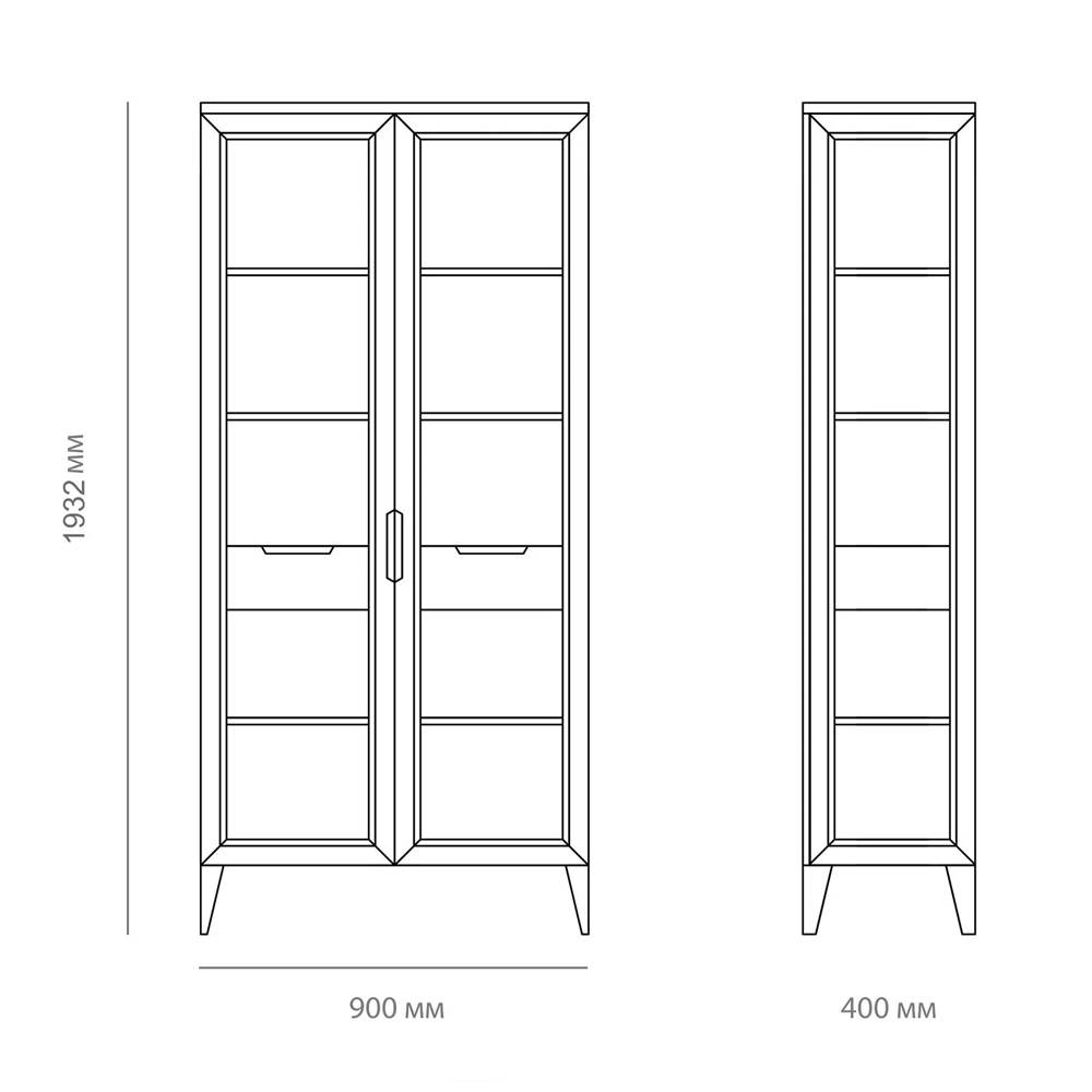Витрина стеклянная 2-х дверная с ящиками и 5-ю полками Harper Line в Омске
