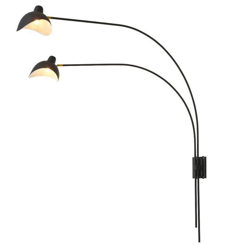 Бра Eichholtz Wall Lamp Mitch Black Черный Латунь Античная полированная в Омске | Loft Concept 