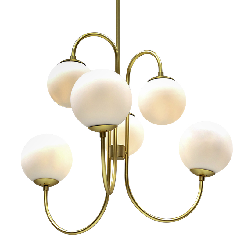 Люстра Gooseneck Pelle Gold Chandelier Белый Золотой в Омске | Loft Concept 