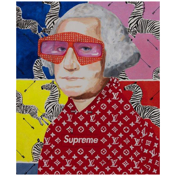 Картина George Washington in Supreme with Scalamandré Zebra Background Мульти в Омске | Loft Concept 