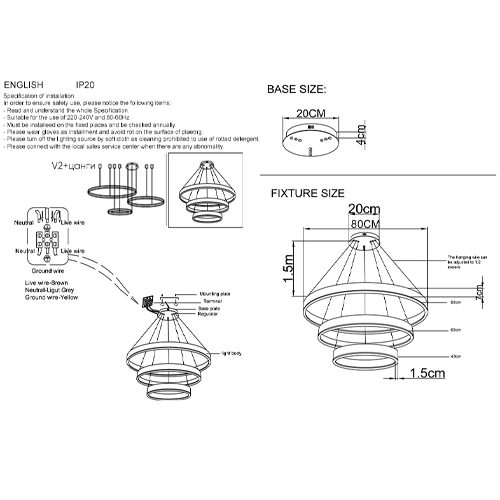 Люстра подвесная светодиодная с тремя золотистыми кольцами Ring Horizontal в Омске