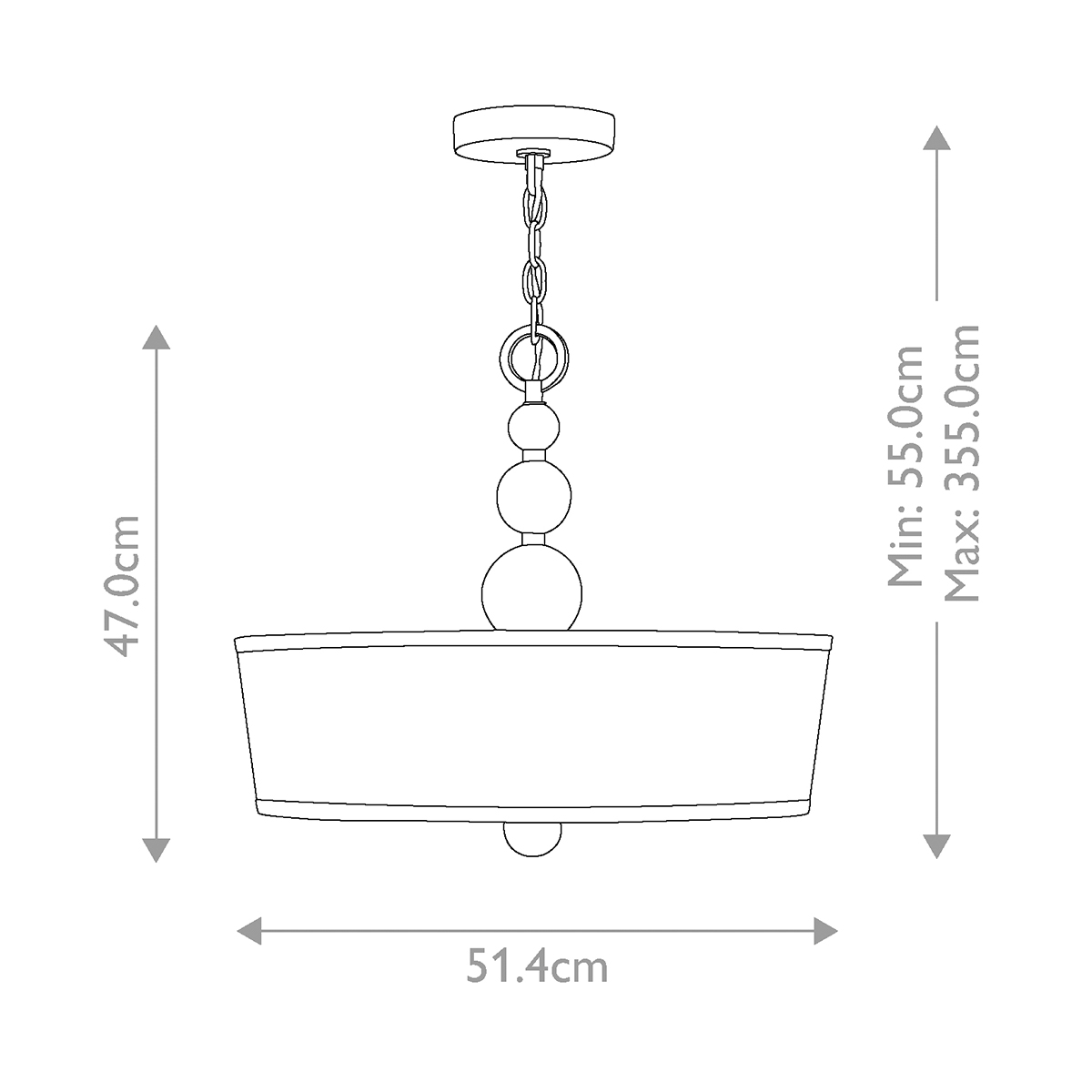 Люстра подвесная с белым тканевым цилиндрическим абажуром и декоративными шарами Hinkley в Омске