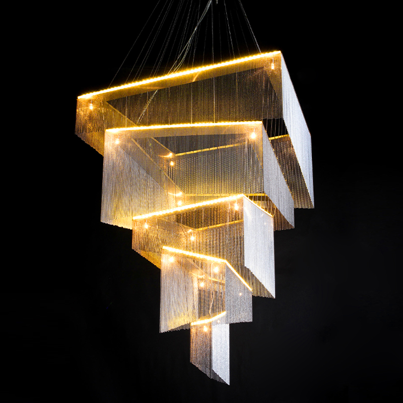 Люстра Золотые цепочки Willowlamp Geometric Storm Gold Золотой в Омске | Loft Concept 