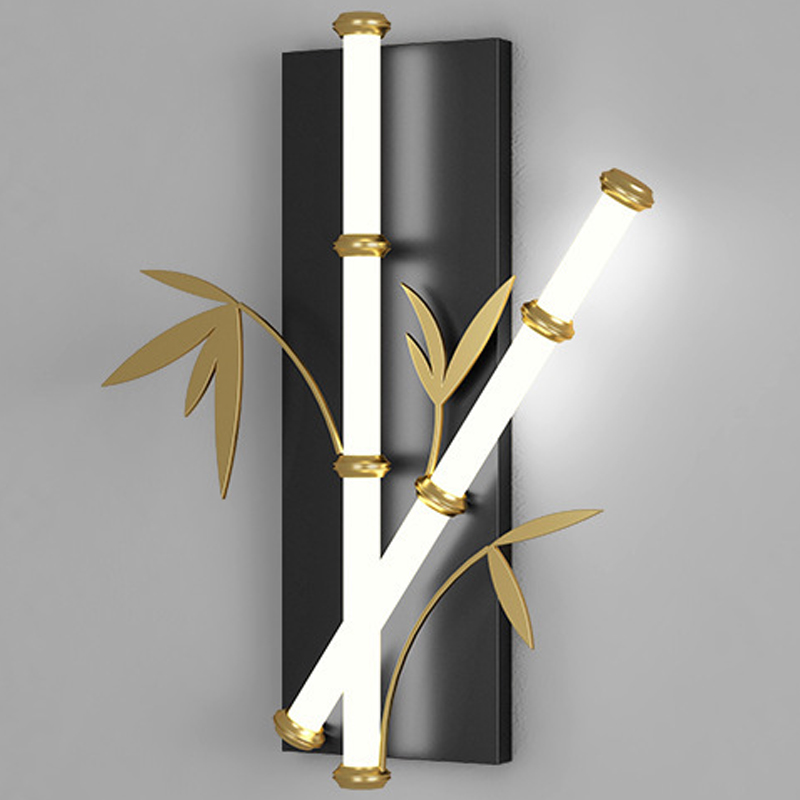 Настенный Светильник в Японском стиле Бамбук Japanese Style Bamboo Wall Lamp Черный Белый Золотой в Омске | Loft Concept 