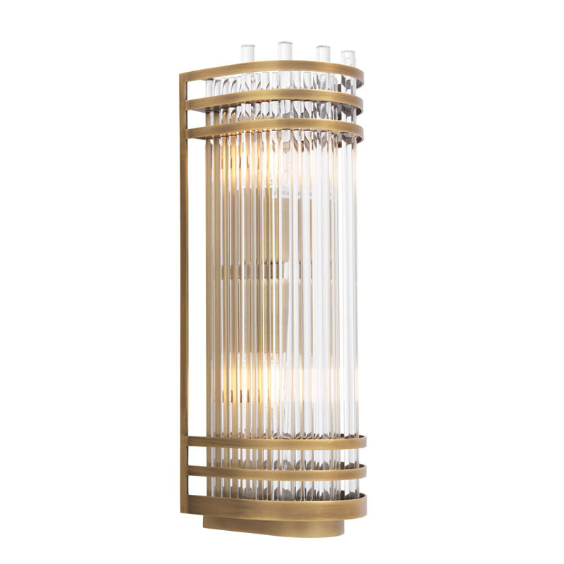 Бра Eichholtz Wall Lamp Gulf S Brass Латунь Античная полированная Прозрачный в Омске | Loft Concept 