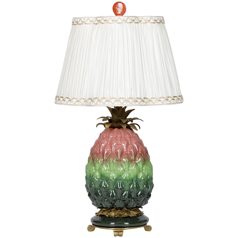 Настольная лампа с абажуром Pineapple Pink Green Table Lamp Белый Розовый Зеленый Салатовый Бронза в Омске | Loft Concept 