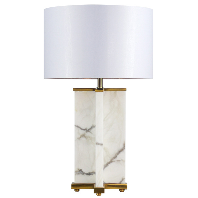 Настольная лампа Cecily Marble Table Lamp Белый Белый Мрамор Bianco Латунь в Омске | Loft Concept 