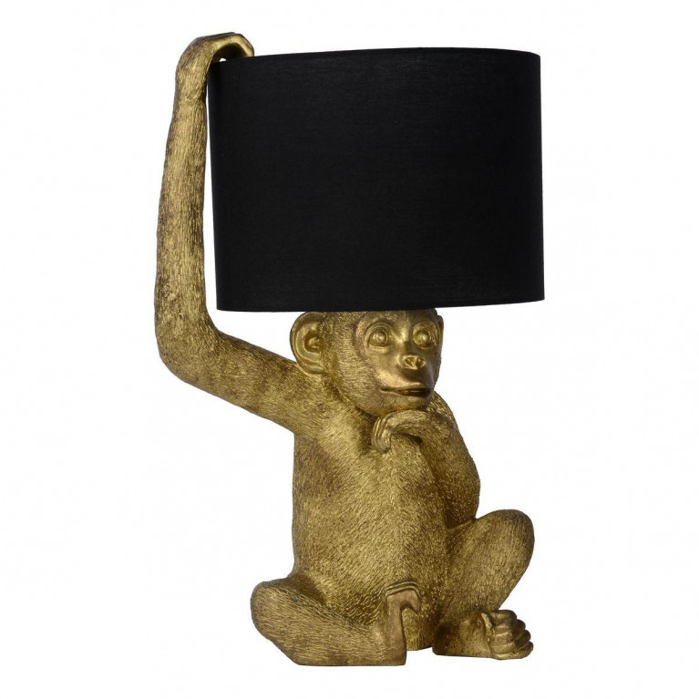 Настольная лампа с Золотой Обезьяной Monkey holding a lampshade Черный Золотой в Омске | Loft Concept 