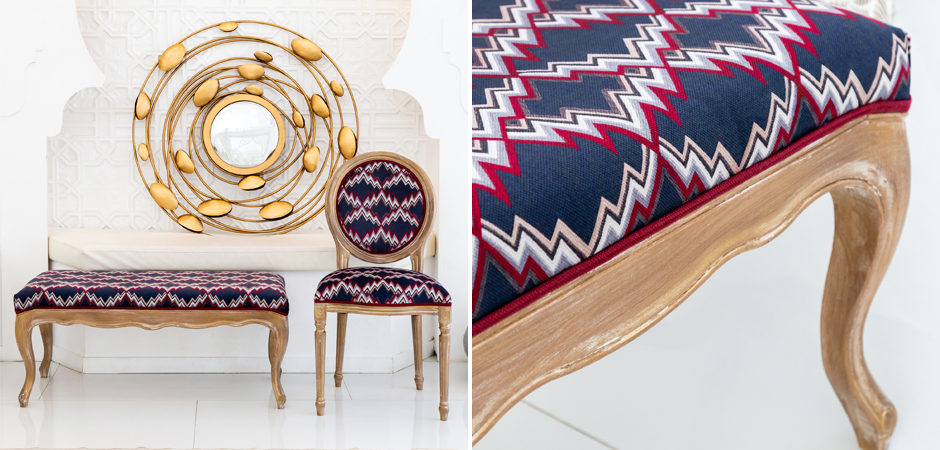 Банкетка Ikat Pattern с золотой патиной Банкетка Ikat Pattern с золотой патиной - Loft-Concept в Омске