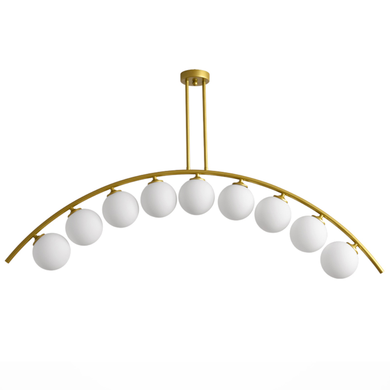 Светильник Ceiling lamp arc and balls Золотой Белое матовое стекло в Омске | Loft Concept 