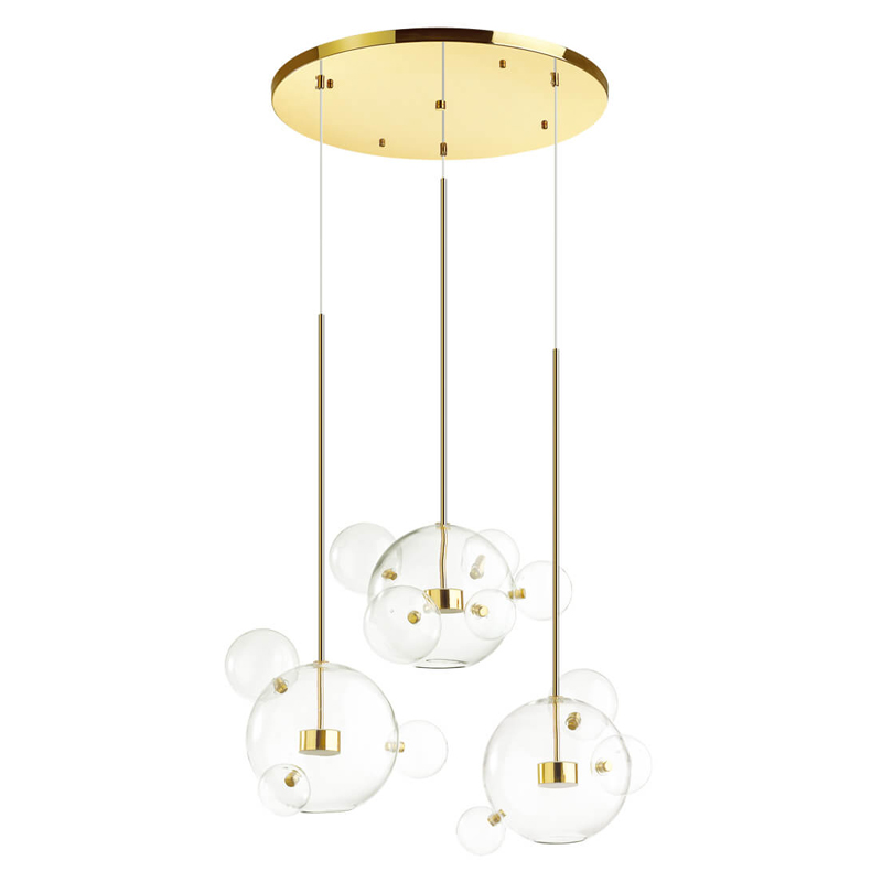 Люстра Transparent Bubble Chandelier Gold Circle Глянцевое золото Прозрачный в Омске | Loft Concept 