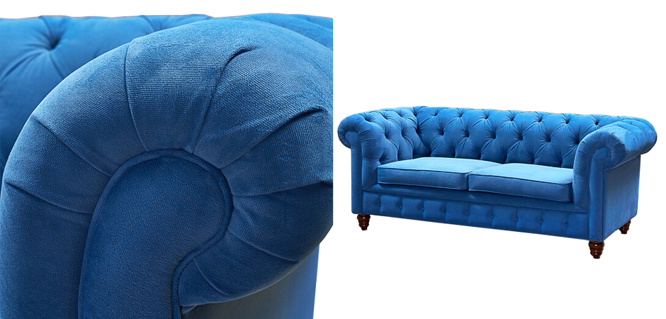 Диван Mini Kensington double blue velor Диван Mini Kensington double blue velor - Loft-Concept в Омске