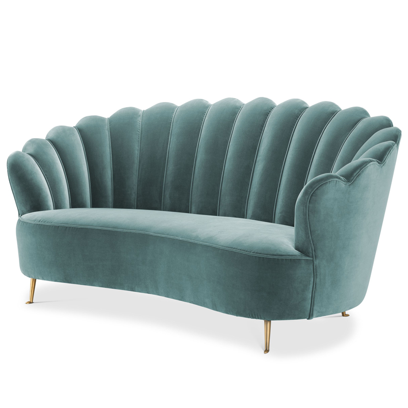 Диван Eichholtz Sofa Messina Turquoise Бирюзовый Латунь в Омске | Loft Concept 